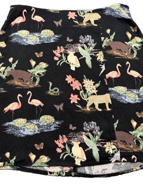 Reformation Black Animal Print Mini Skirt Women’s Size 0 Jungle Safari Flamingo
